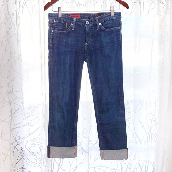 AG Adriano Goldschmied Casablanca low rise waisted crop straight leg blue jeans - Picture 2 of 12